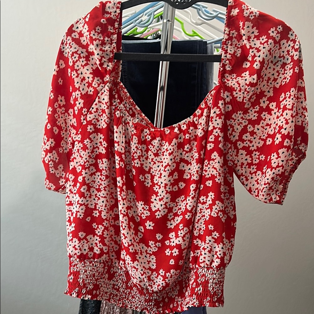 Nine Britton Red Floral Blouse